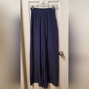 The Fold Silk Navy Blue Wide-Leg Pants Size 4